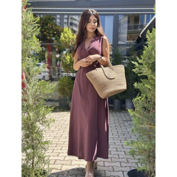 MÜRDÜM KETEN ELBİSE