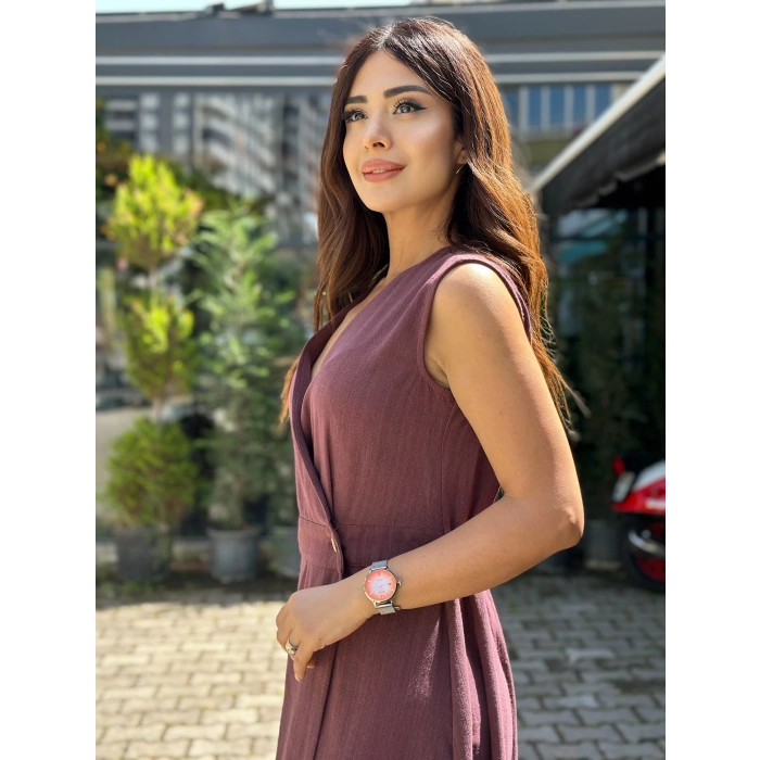 MÜRDÜM KETEN ELBİSE