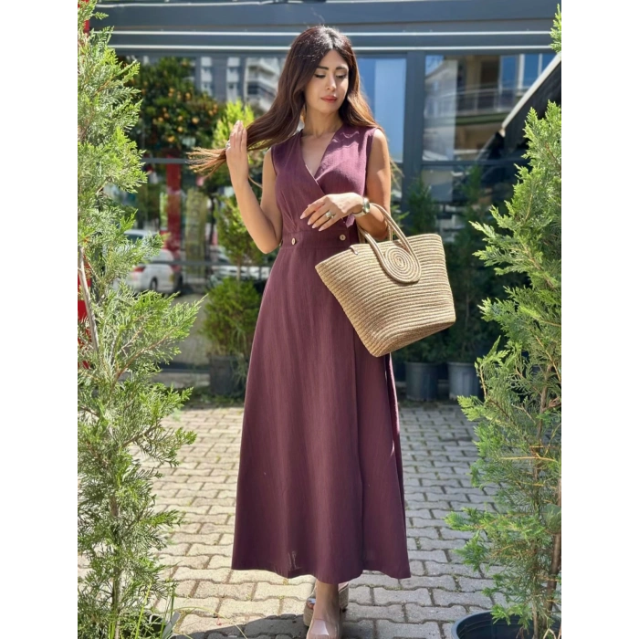 MÜRDÜM KETEN ELBİSE