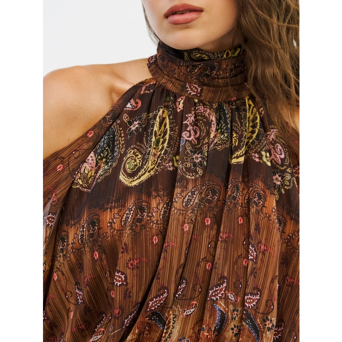 OMZU AÇIK BELDEN LASTİKLİ BLUZ