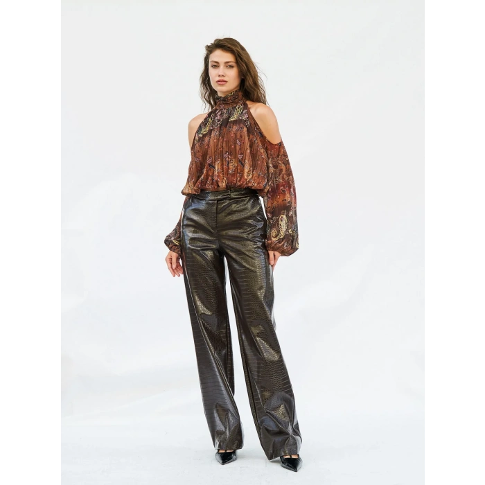 OMZU AÇIK BELDEN LASTİKLİ BLUZ