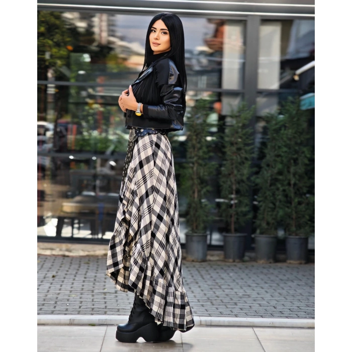 ÖNÜ KESİK DETAY TASARIM DERİ CEKET