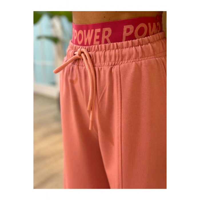 PEMBE BEL LASTİK DETAY PANTOLON