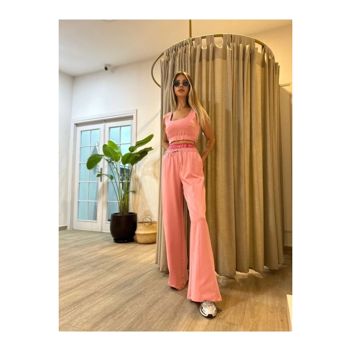 PEMBE BEL LASTİK DETAY PANTOLON