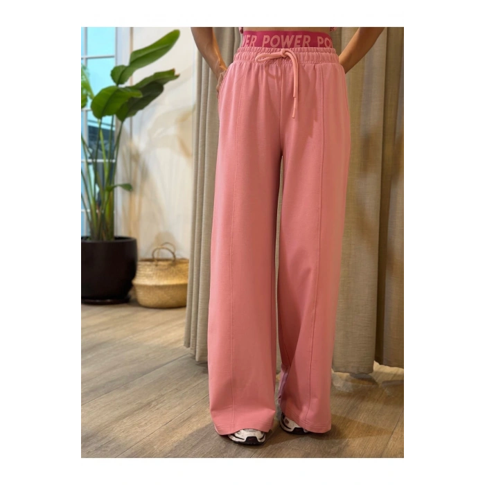 PEMBE BEL LASTİK DETAY PANTOLON