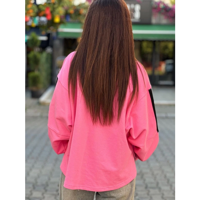 PEMBE ÖRGÜ GARNİLİ SWEATSHİRT