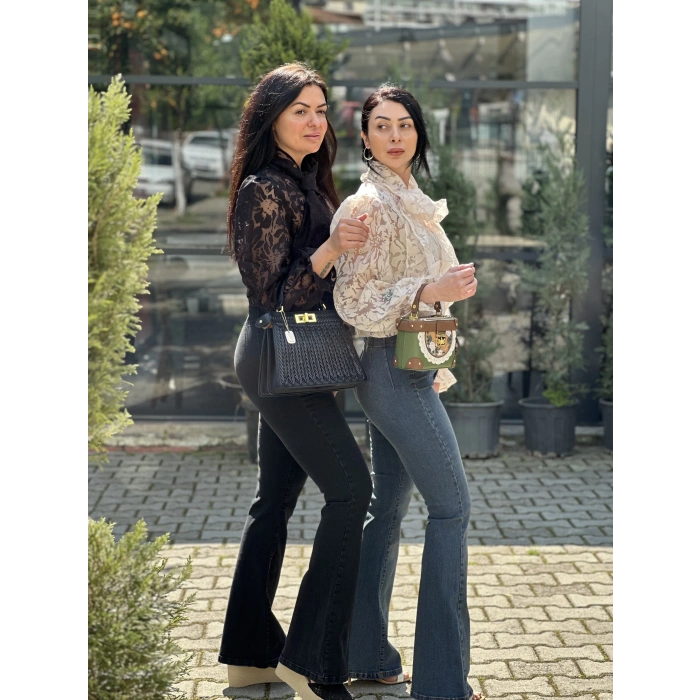 PENSLİ İSPANYOL KOT PANTOLON