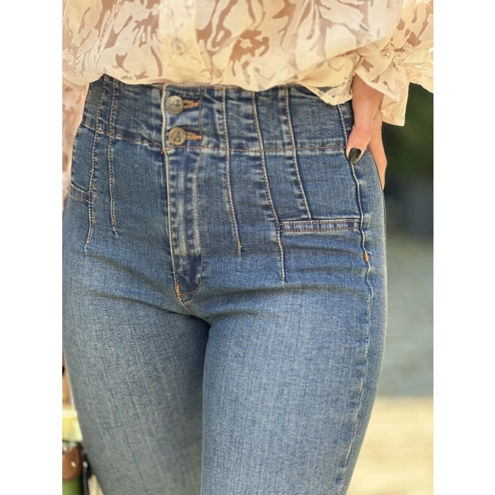 PENSLİ İSPANYOL KOT PANTOLON