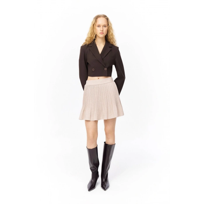 PİLELİ ETEK İÇİ ŞORT DETAYLI