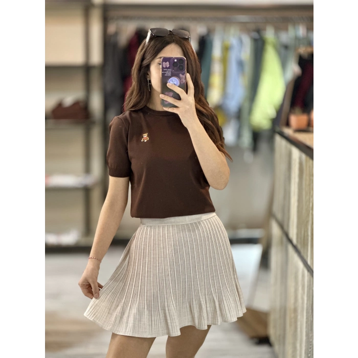 PİLELİ ETEK İÇİ ŞORT DETAYLI