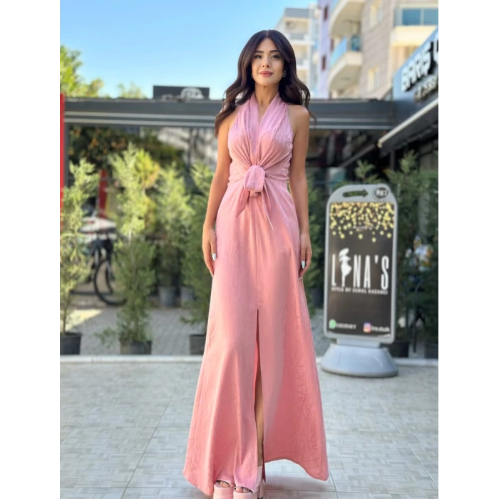 PUDRA BELİ BAĞLAMA DETAY ELBİSE