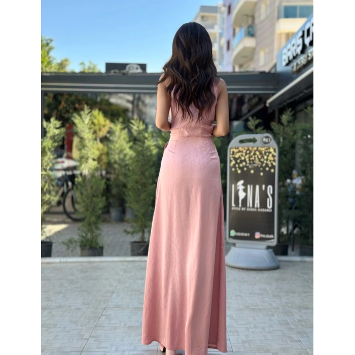 PUDRA BELİ BAĞLAMA DETAY ELBİSE