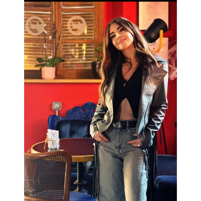 PÜSKÜLLÜ DERİ CEKET