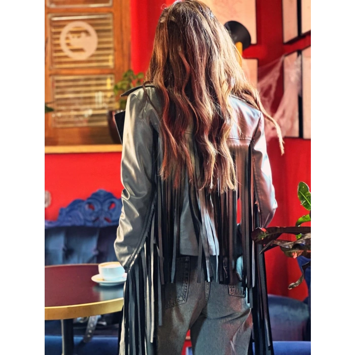 PÜSKÜLLÜ DERİ CEKET