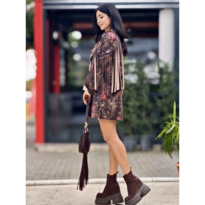 PÜSKÜLLÜ KANAVİÇE DESEN CEKET