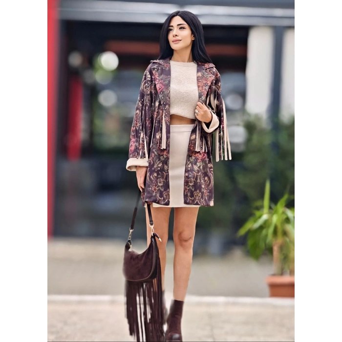 PÜSKÜLLÜ KANAVİÇE DESEN CEKET