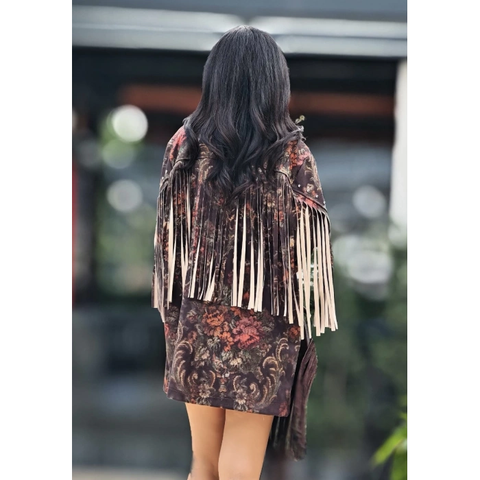 PÜSKÜLLÜ KANAVİÇE DESEN CEKET