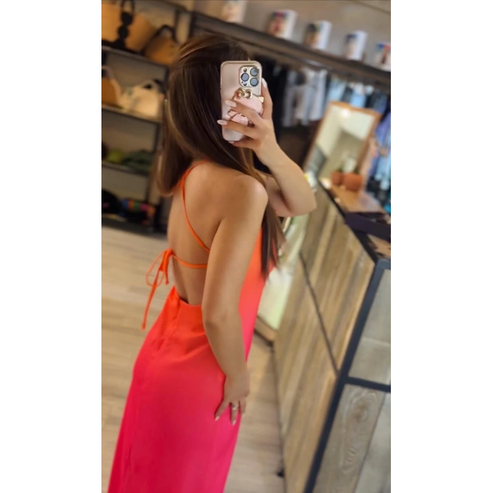 RENK GEÇİŞLİ SATEN ELBİSE