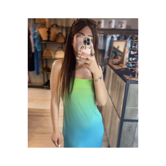 RENK GEÇİŞLİ SATEN ELBİSE