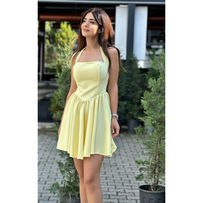 SARI MİNİ ELBİSE