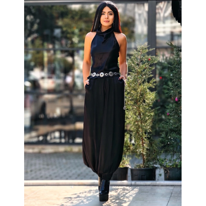 SATEN PAÇA PENSLİ ŞALVAR PANTOLON