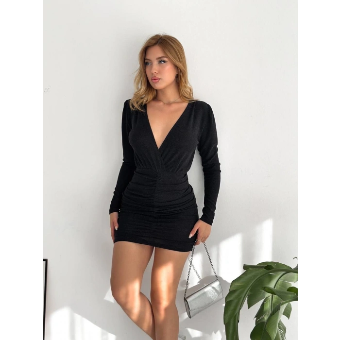 Simli Siyah Elbise