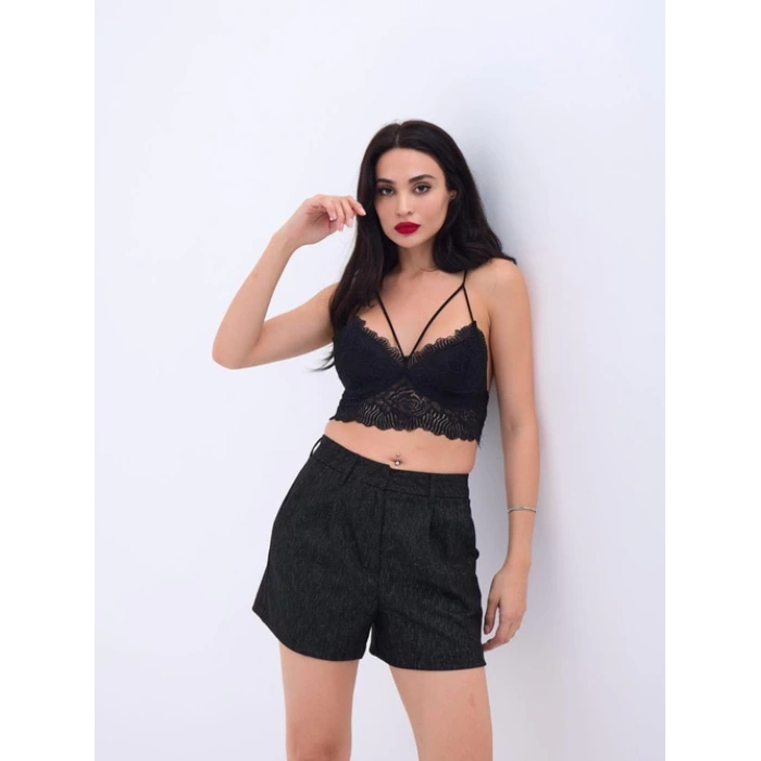 SİMLİ SİYAH ŞORT