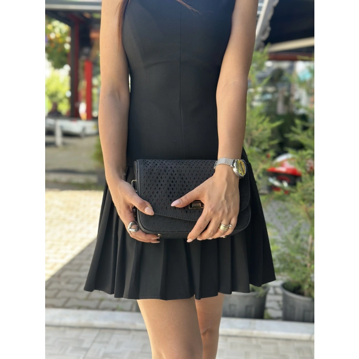 SİYAH LAZER KESİM ÇANTA