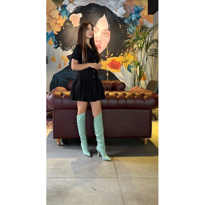 SİYAH RENK TÜVİT KUMAŞ ELBİSE