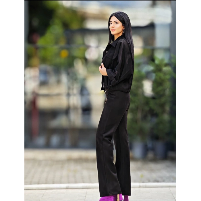 SİYAH SÜET BOMBER CEKET