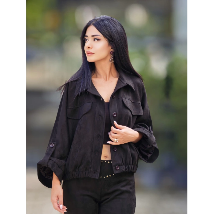 SİYAH SÜET BOMBER CEKET