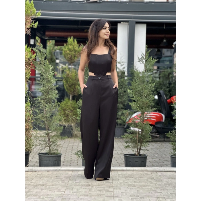 SİYAH YÜKSEK BEL SATEN PANTOLON