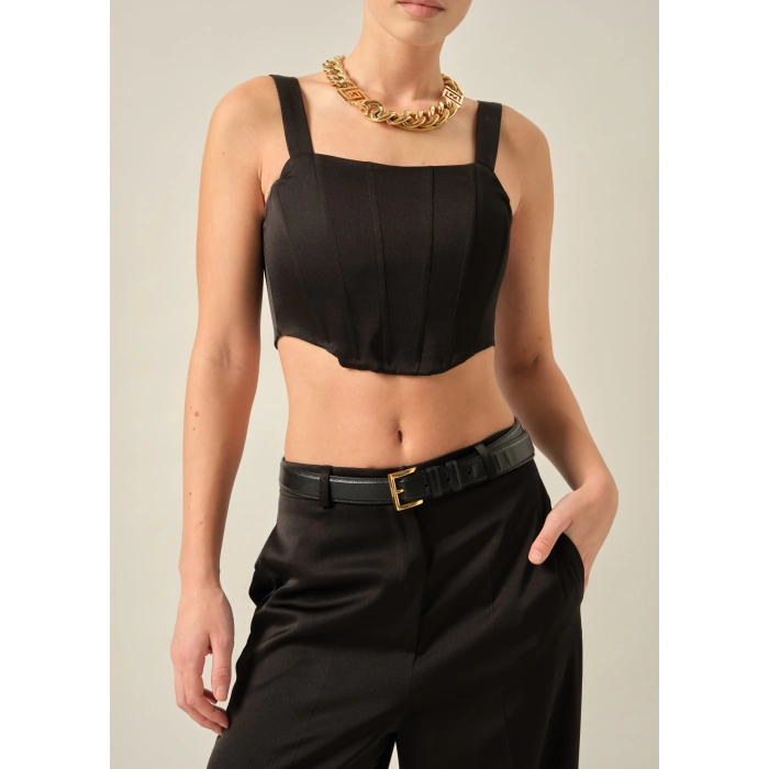 SİYAH YÜKSEK BEL SATEN PANTOLON