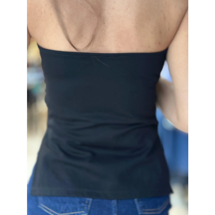 STRAPLEZ YANLARI YIRTMAÇLI BLUZ