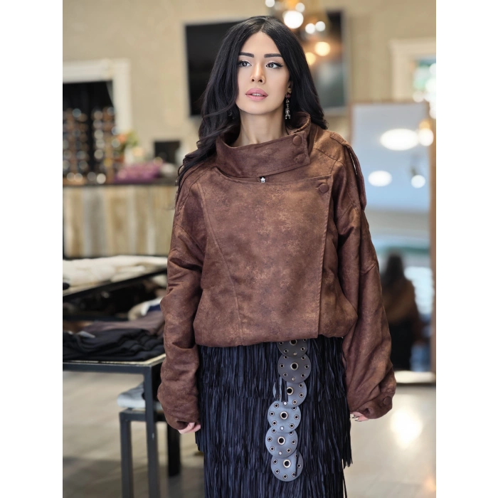 SÜET KAHVE BOMBER CEKET