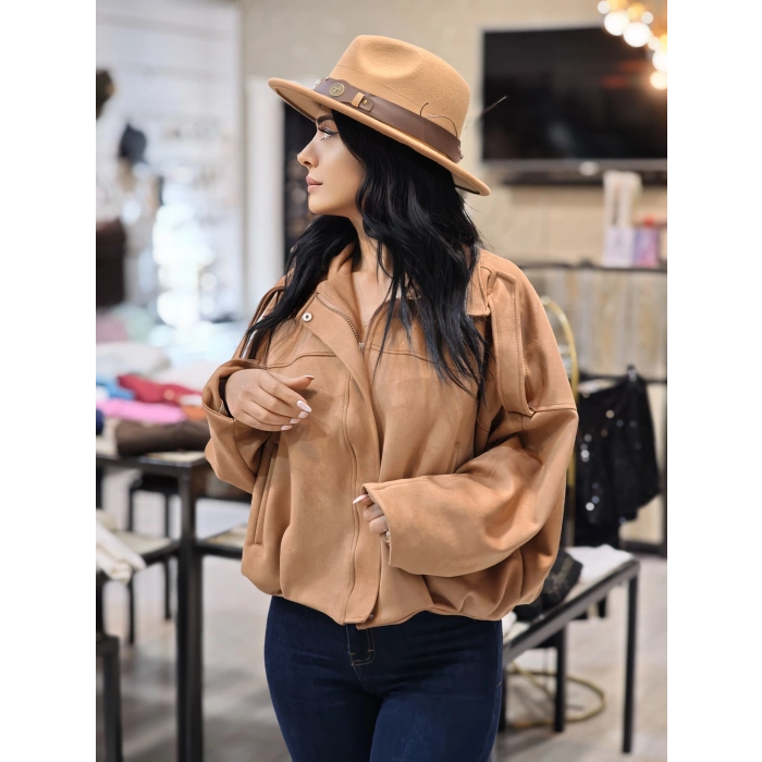 SÜET TABA BÜZGÜLÜ CEKET