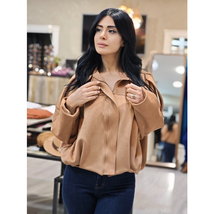 SÜET TABA BÜZGÜLÜ CEKET