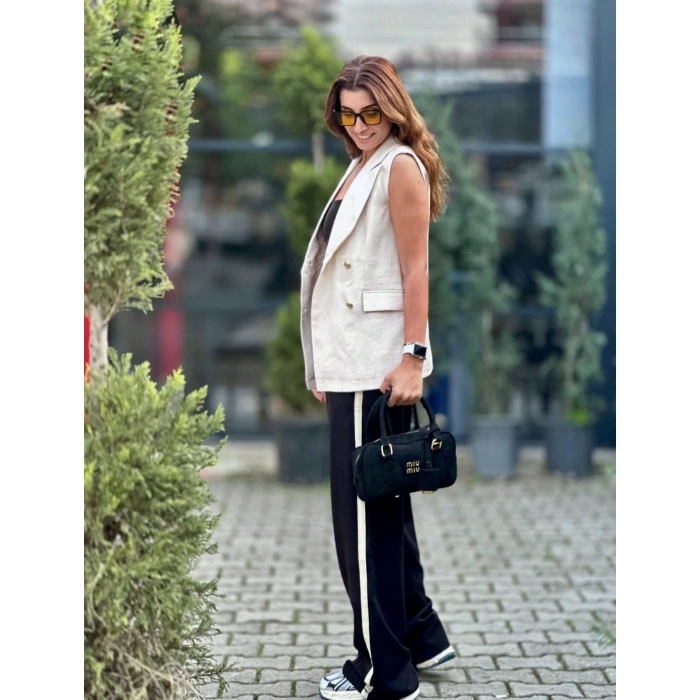 TAŞ RENGİ UZUN YELEK