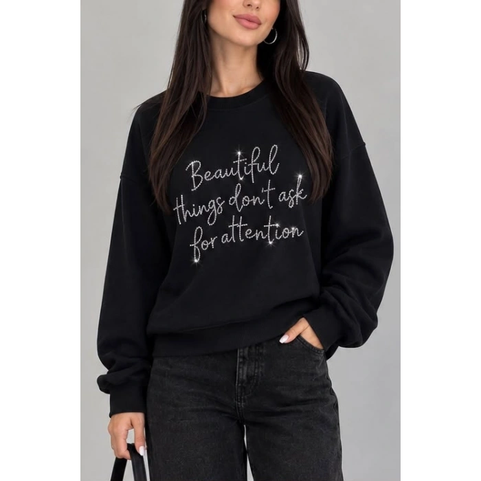 TASARIM SİYAH SWEATSHİRT W3