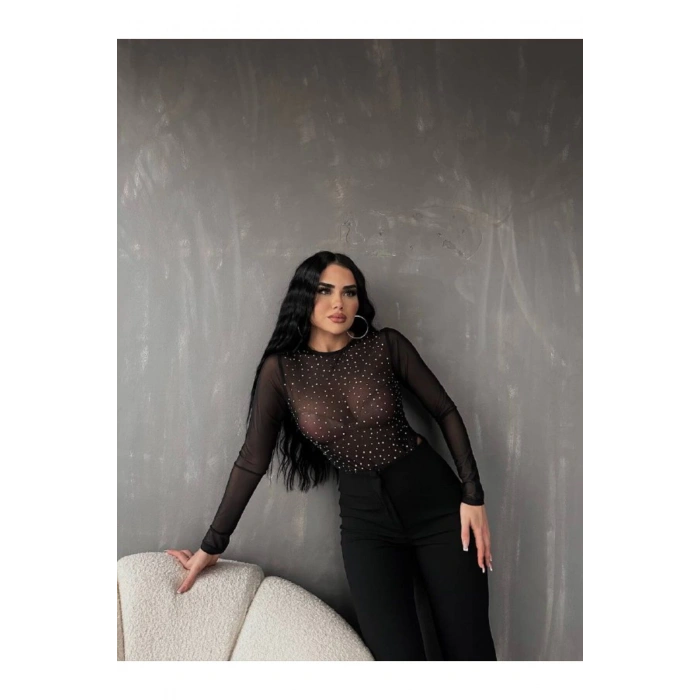 TAŞLI TÜL BLUZ