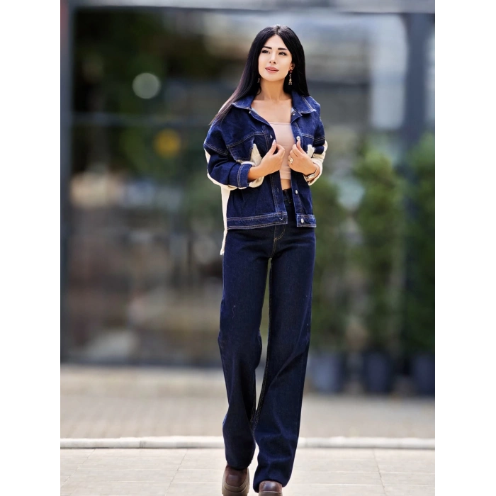 TRİKO DETAYLI JEAN CEKET