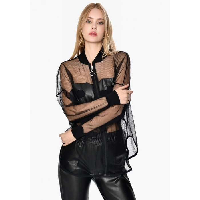 TÜL DERİ DETAY TASARIM CEKET