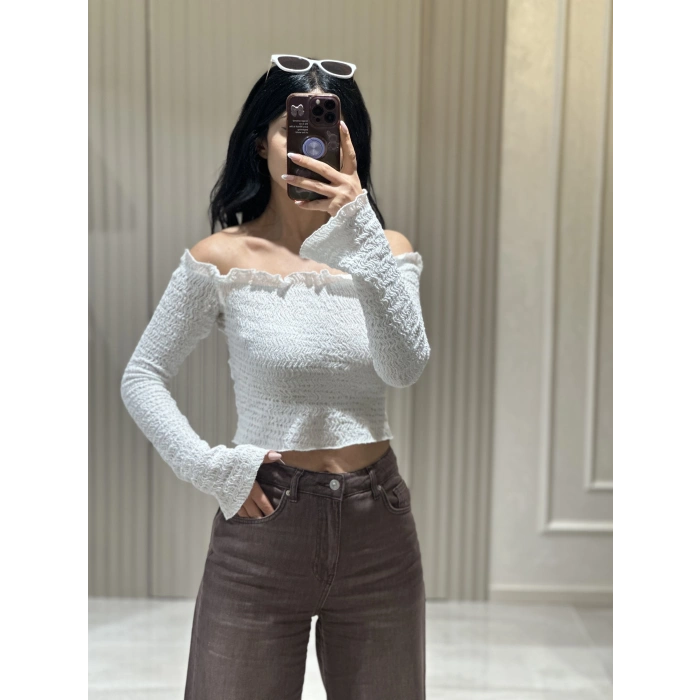 UZUN KOLLU KAYIK YAKA BLUZ LFN