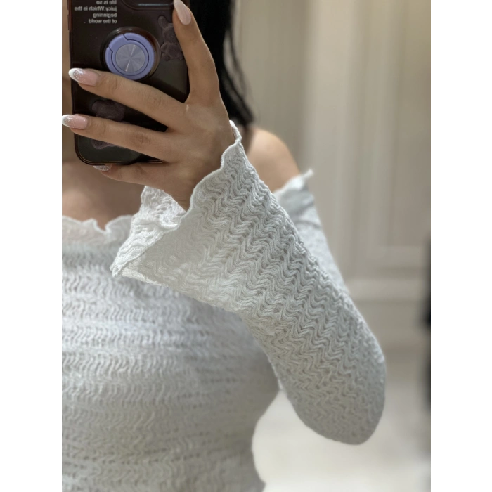 UZUN KOLLU KAYIK YAKA BLUZ LFN