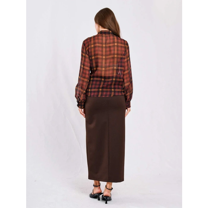 YANDAN BAĞLAMALI EKOSELİ ŞİFON GÖMLEK