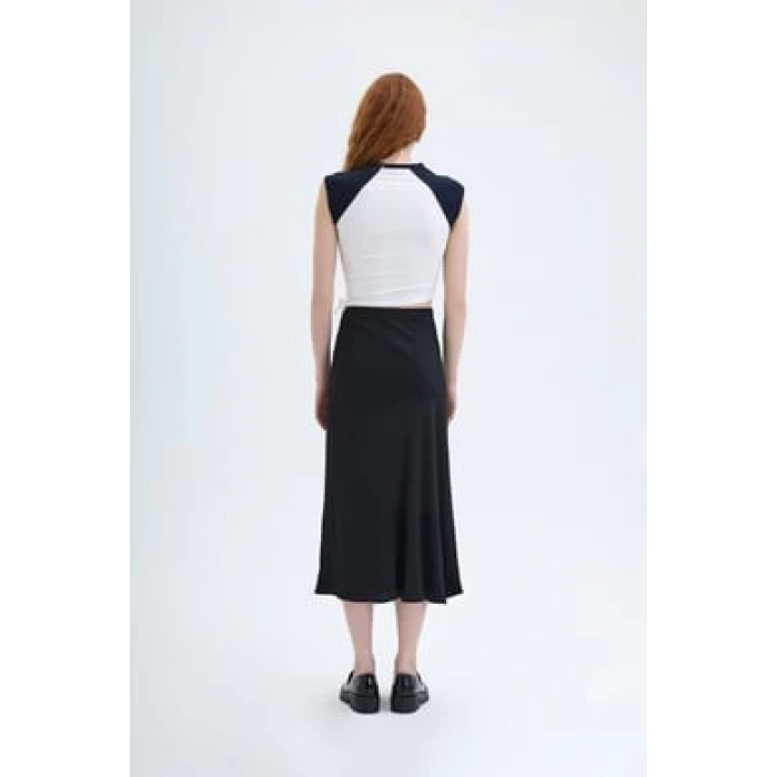 Yanı Büzgülü Kolsuz Tişört Ekru