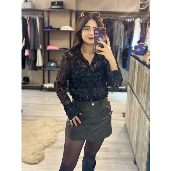 YAPRAK KABARTMALI GÖMLEK