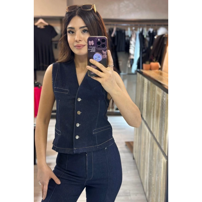 YELEKLİ LİKRALI JEAN TAKIM