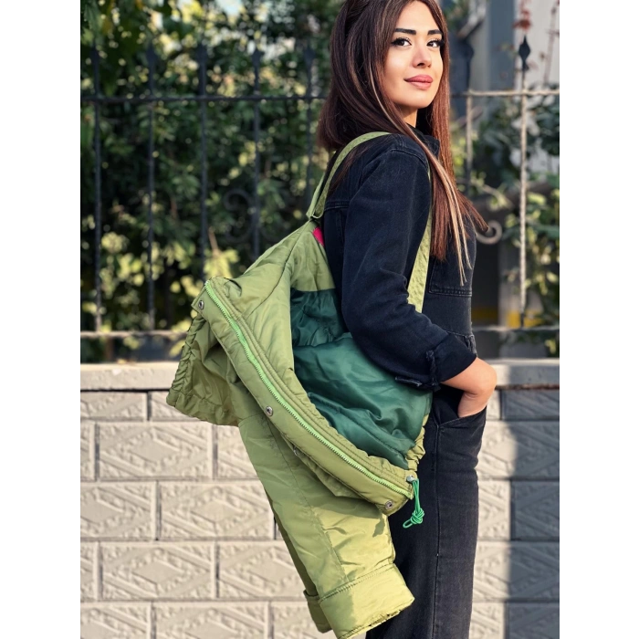 YEŞİL ÇANTA MODEL MONT