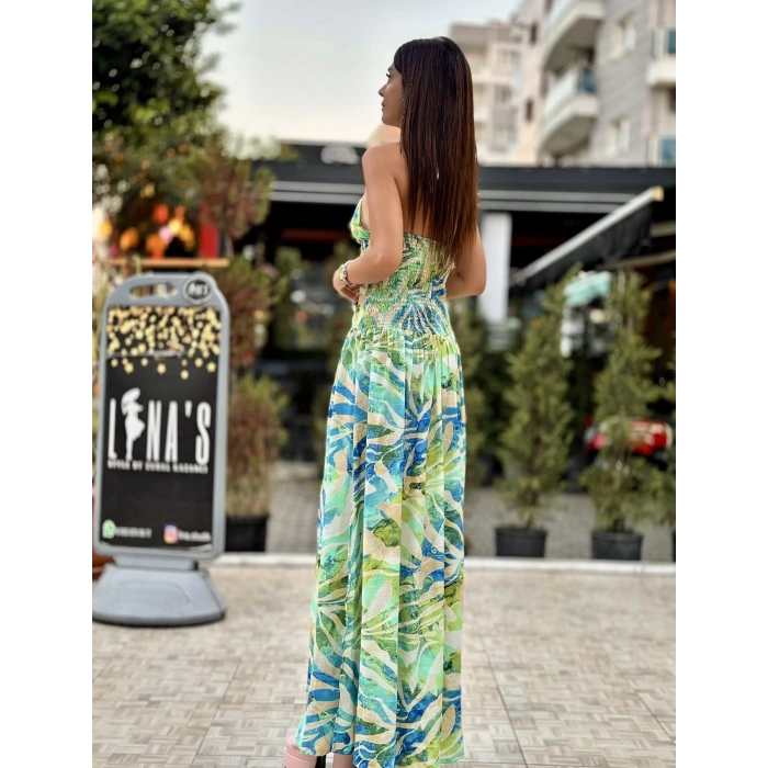 YEŞİL DESENLİ İTHAL ELBİSE